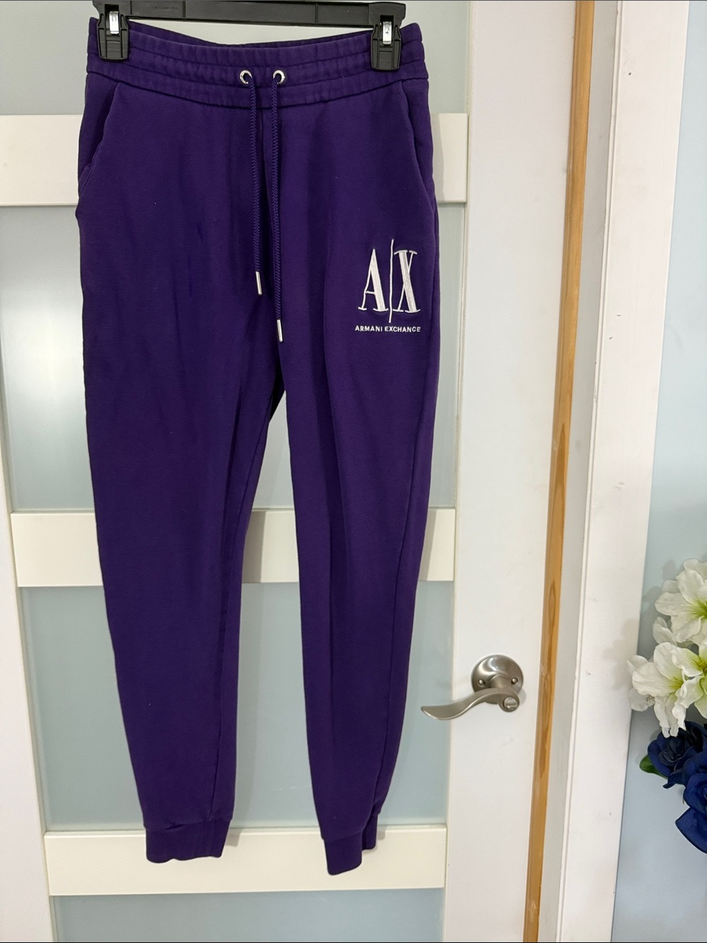 Armani Exchange Purple A|X Logo Jogger Track Pants